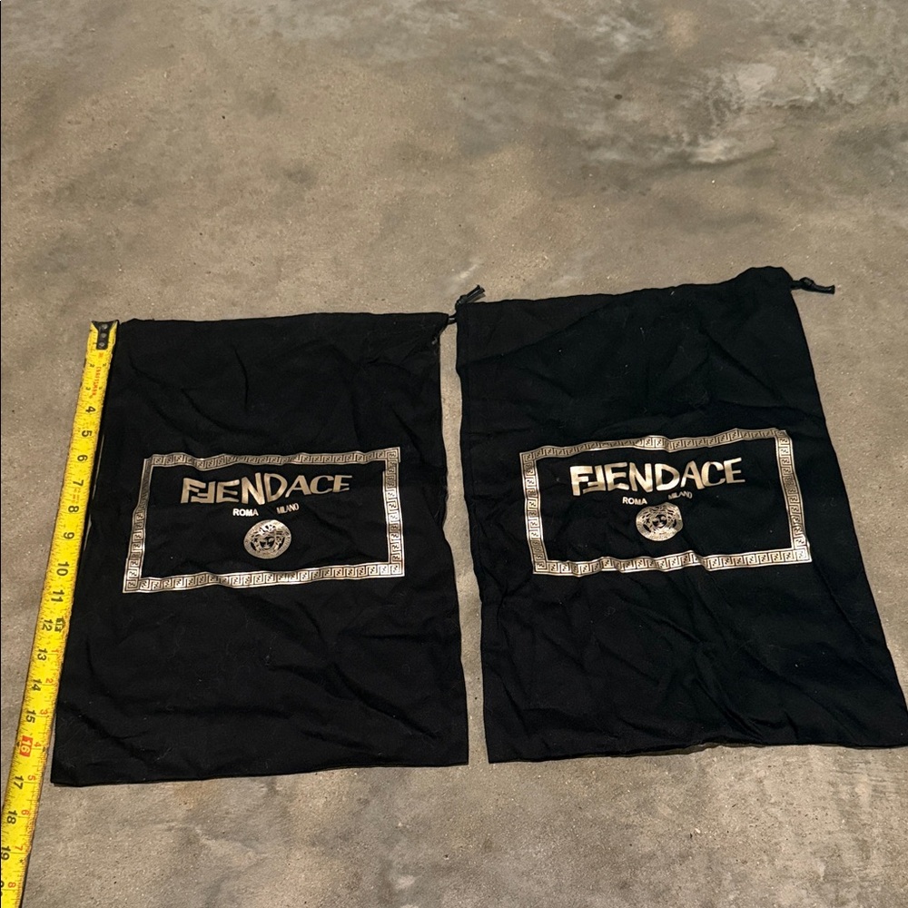 Authentic Versace Black and Gold Fiendace Drawstring Garment Bags (Pair)